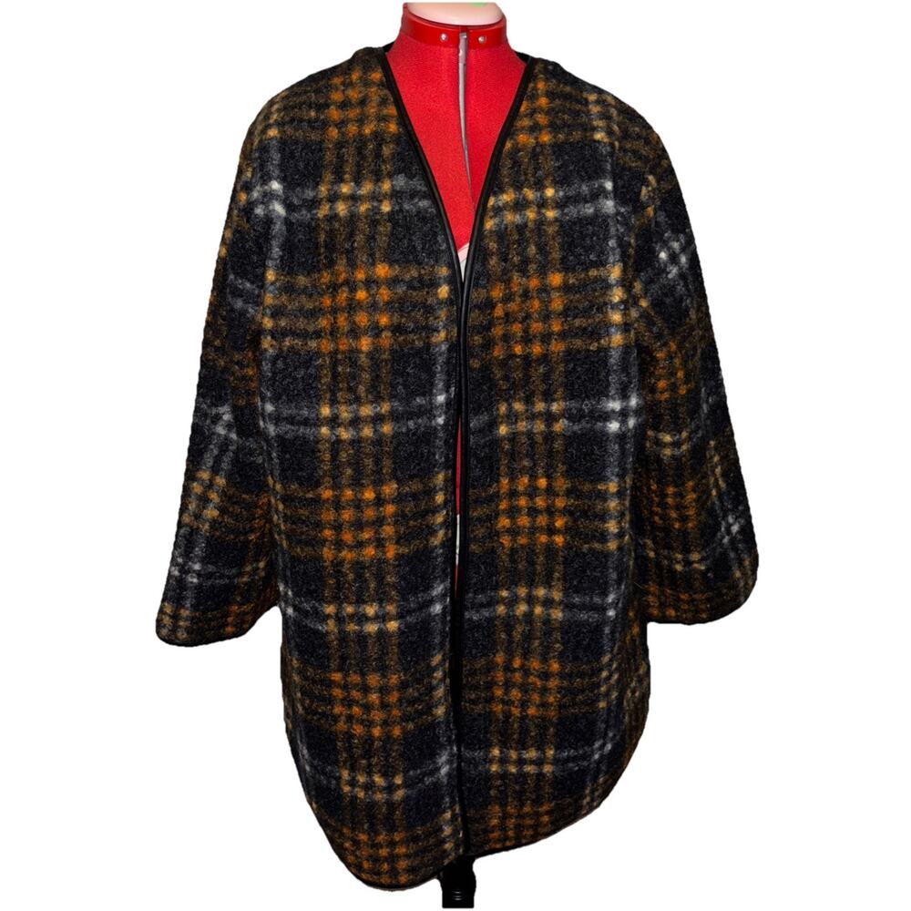 Ava & Viv Women’s Sz 2X Rust Plaid Stadium Length Shacket‎ Coatigan NWT